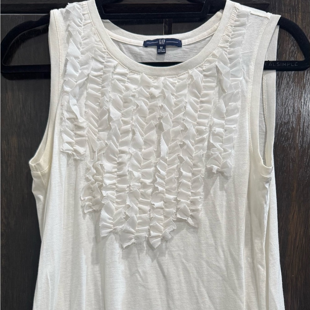 GAP White Ruffled Tank Top - Picture 3 of 4
